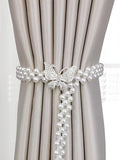 Crystal Pearl Curtain Tiebacks – Carved Butterfly Metal Design