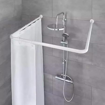 Adjustable Stainless Steel Shower Curtain Rod U-Shape Bathroom
