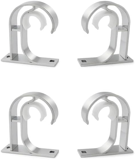 Ceiling Curtain Holder Silver Metal Set of 4