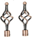 Spiral Curtain Rod Finials Tops Copper Finish Set of 2