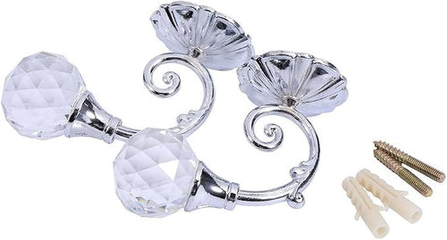 Crystal Curtain Hanger Silver Holdbacks Set of 2