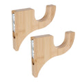 Modern Wooden Curtain Rod Brackets (Set of 2) - Natural Light Wood Drapery Support