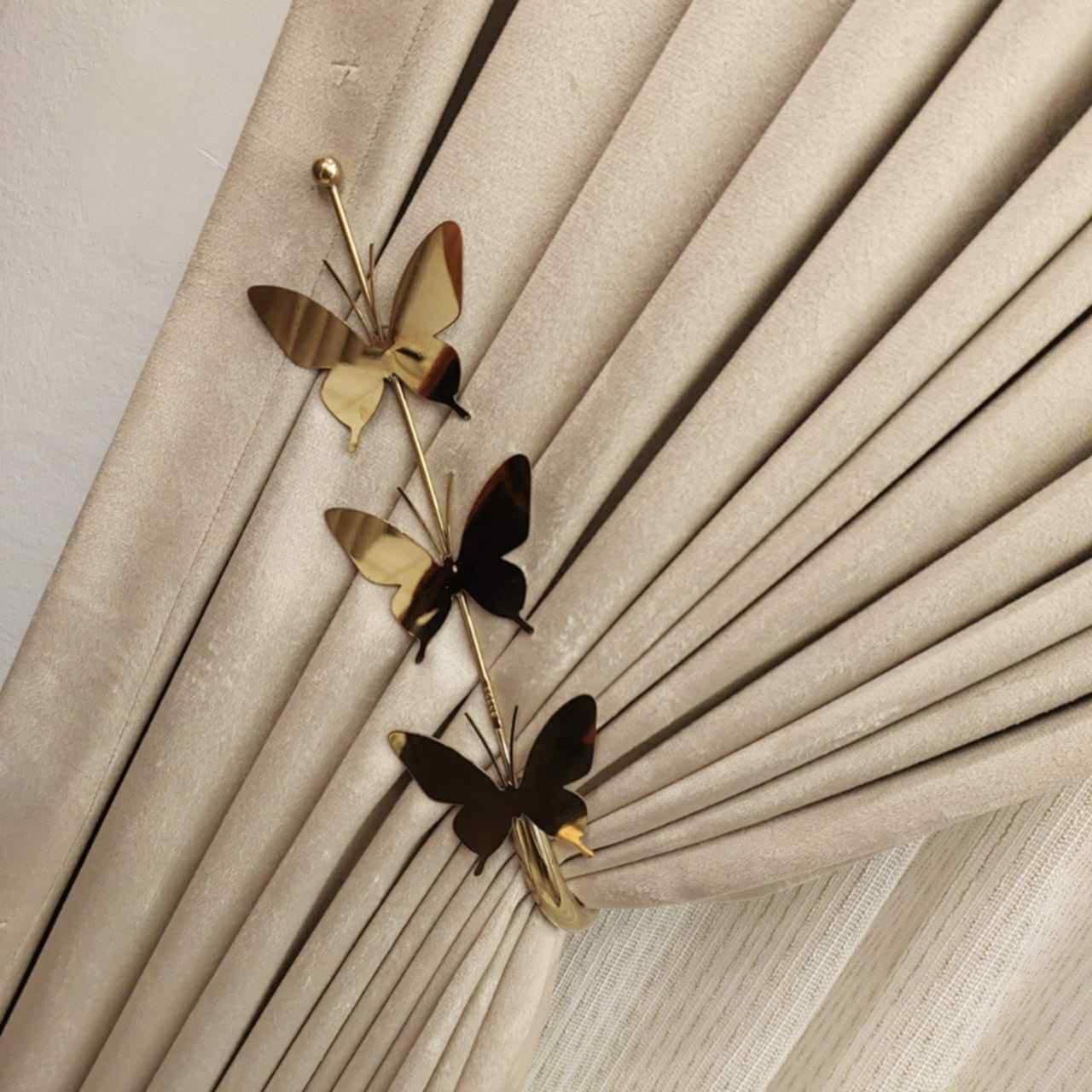 Gold Butterfly Metal Curtain Tiebacks Luxury Stainless Steel
