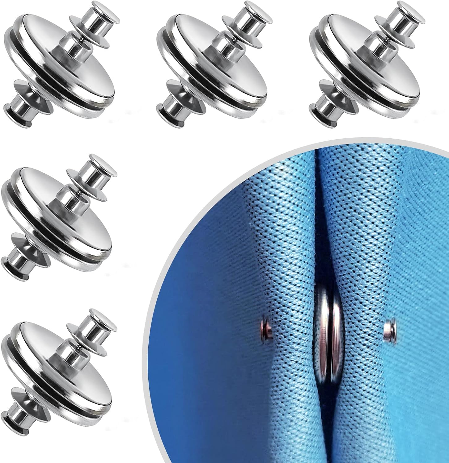 Magnetic Curtain Clips Anti-Light-Leak Zinc Alloy Silver