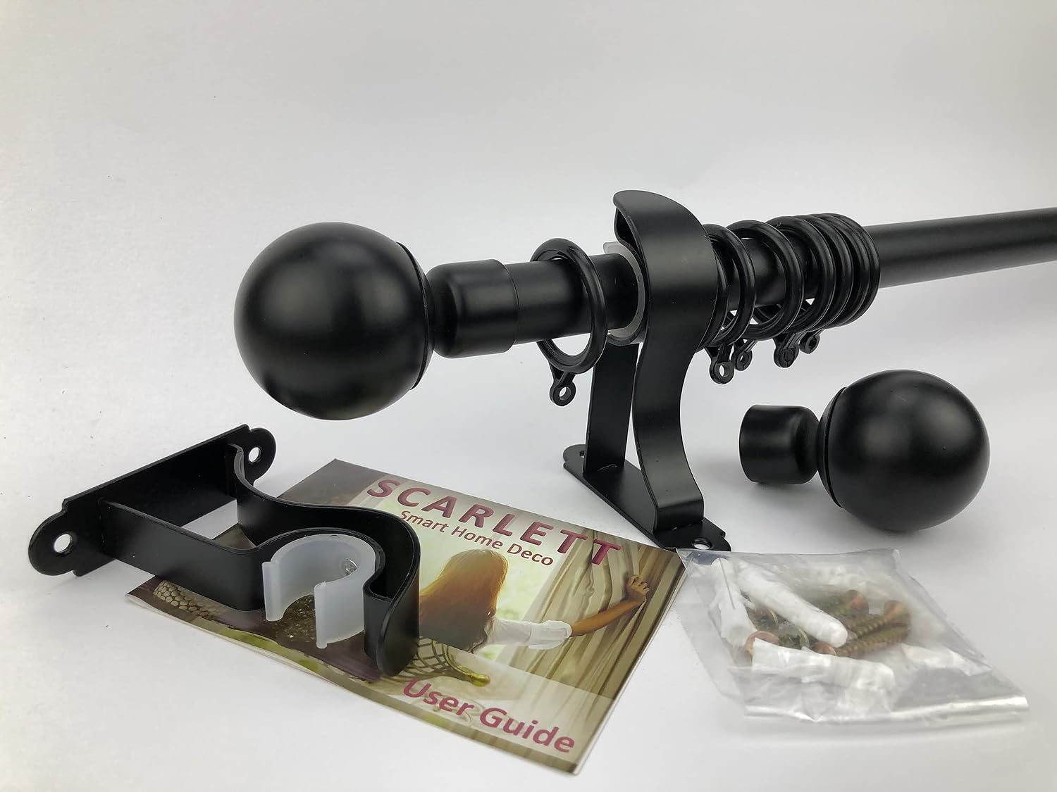 Scarlet Single Curtain Rod Set 2m Black