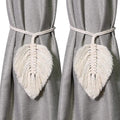 Artilady Handmade Bohemian Curtain Tiebacks Cotton Rope Leaf Beige