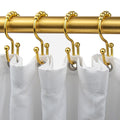 Premium Double Shower Curtain Hooks with Roller Beads - Polished Gold Rings