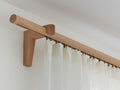 Modern Minimalist Wooden Curtain Rod - Natural Light Wood Drapery Pole