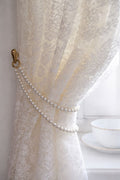 Vintage Double-Strand Pearl Curtain Tieback with Gold Wall Hook